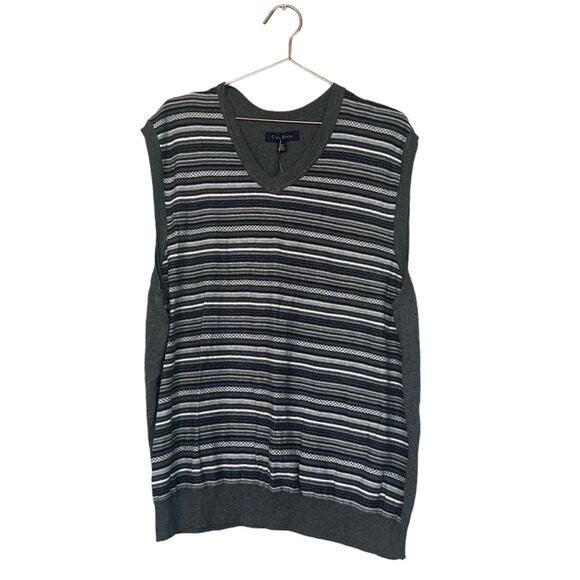 Club Room Men's Striped Sweater Vest - Gray/Blue - Large - Picture 1 of 6